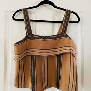 Banana Republic Tan and Black Striped Crop Top